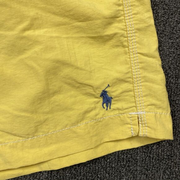 Vintage Polo Ralph Lauren Shorts Men Swim Trunks Board Drawstring Yellow Size XL - Picture 2 of 5